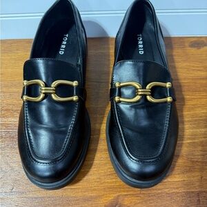 Torrid Black Loafers with Gold Accent